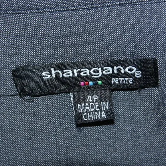 Sharagano Petite Zip Front Belted Pockets Chambray Shirtwaist Dress 4P 70s Style - Picture 11 of 11